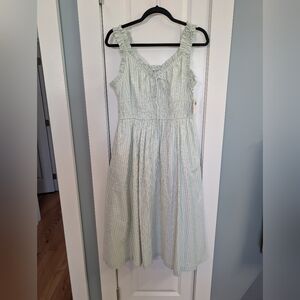 Old Navy Light Green and White Striped Midi Dress